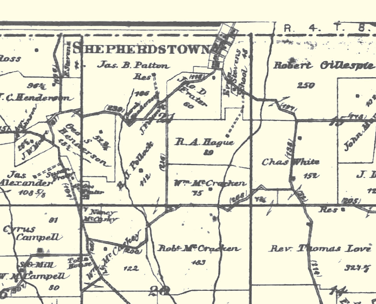 1888 Map of Wheeling Township Belmont County Ohio