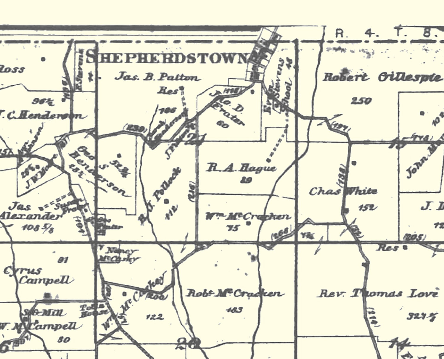 1888 Map of Wheeling Township Belmont County Ohio