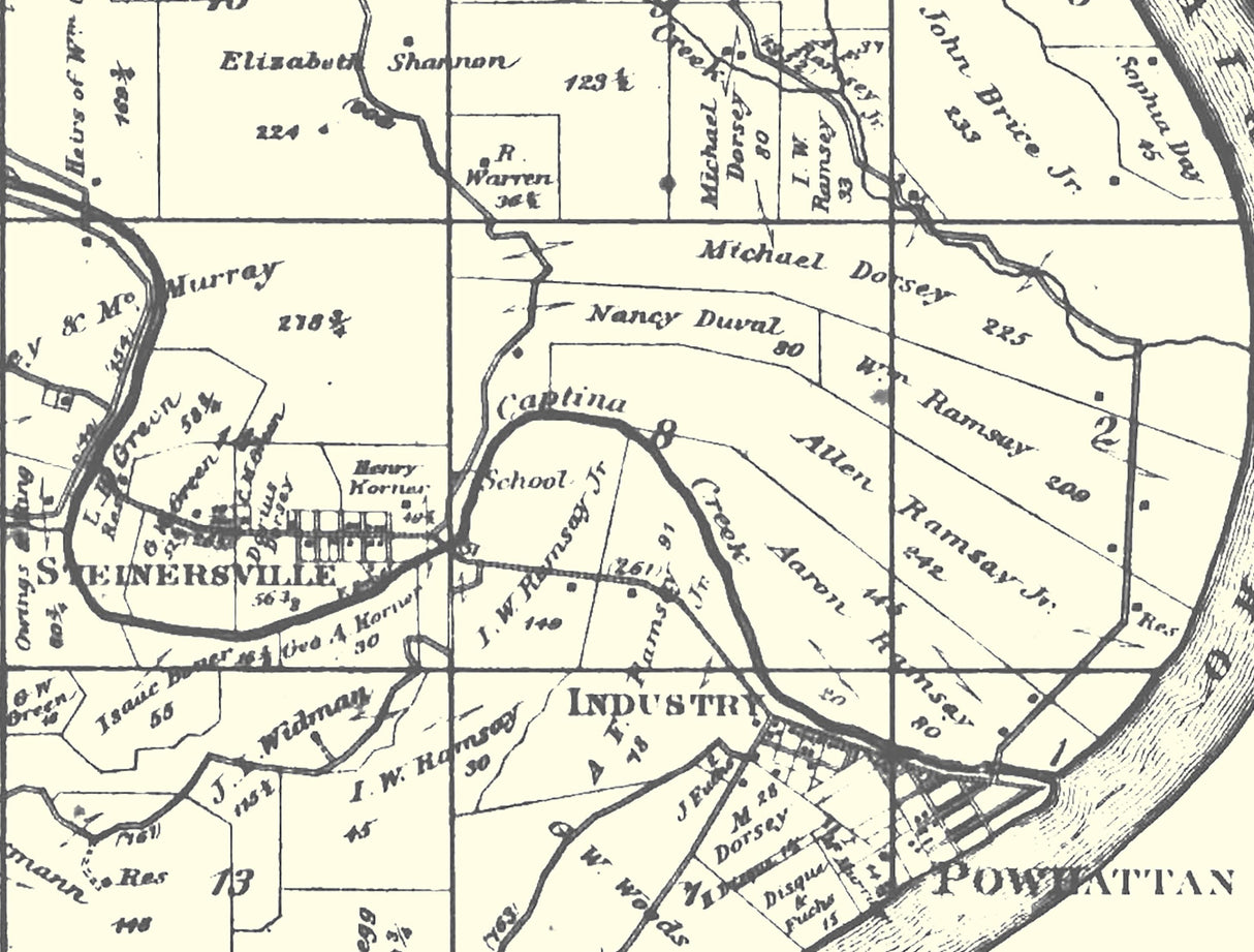 1888 Map of York Township Belmont County Ohio