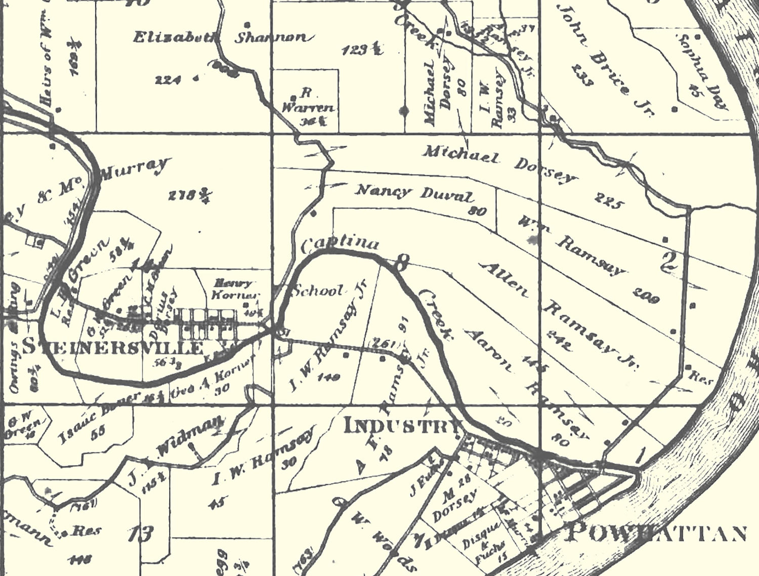 1888 Map of York Township Belmont County Ohio
