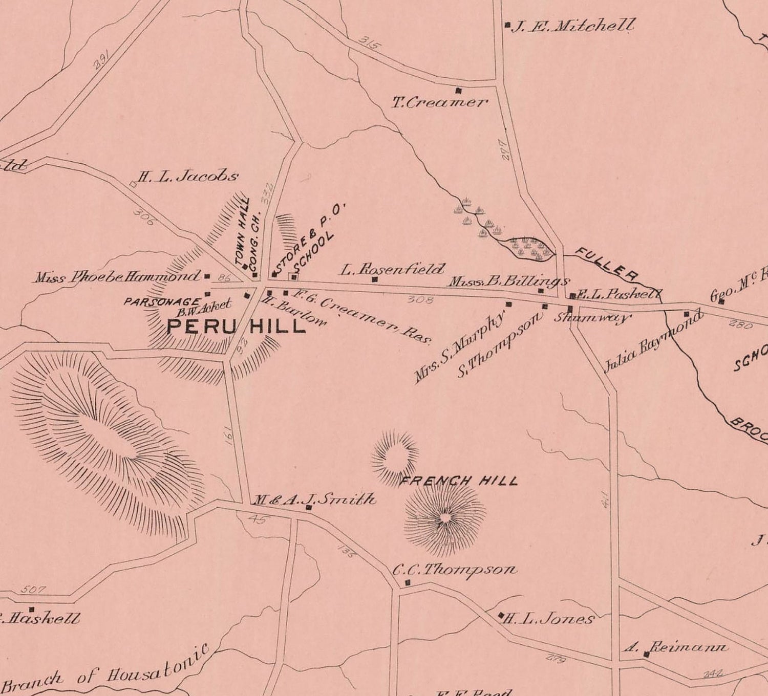 1904 Map of Peru Berkshire County Massachusetts