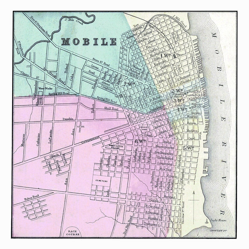 1867 Map of Mobile Alabama