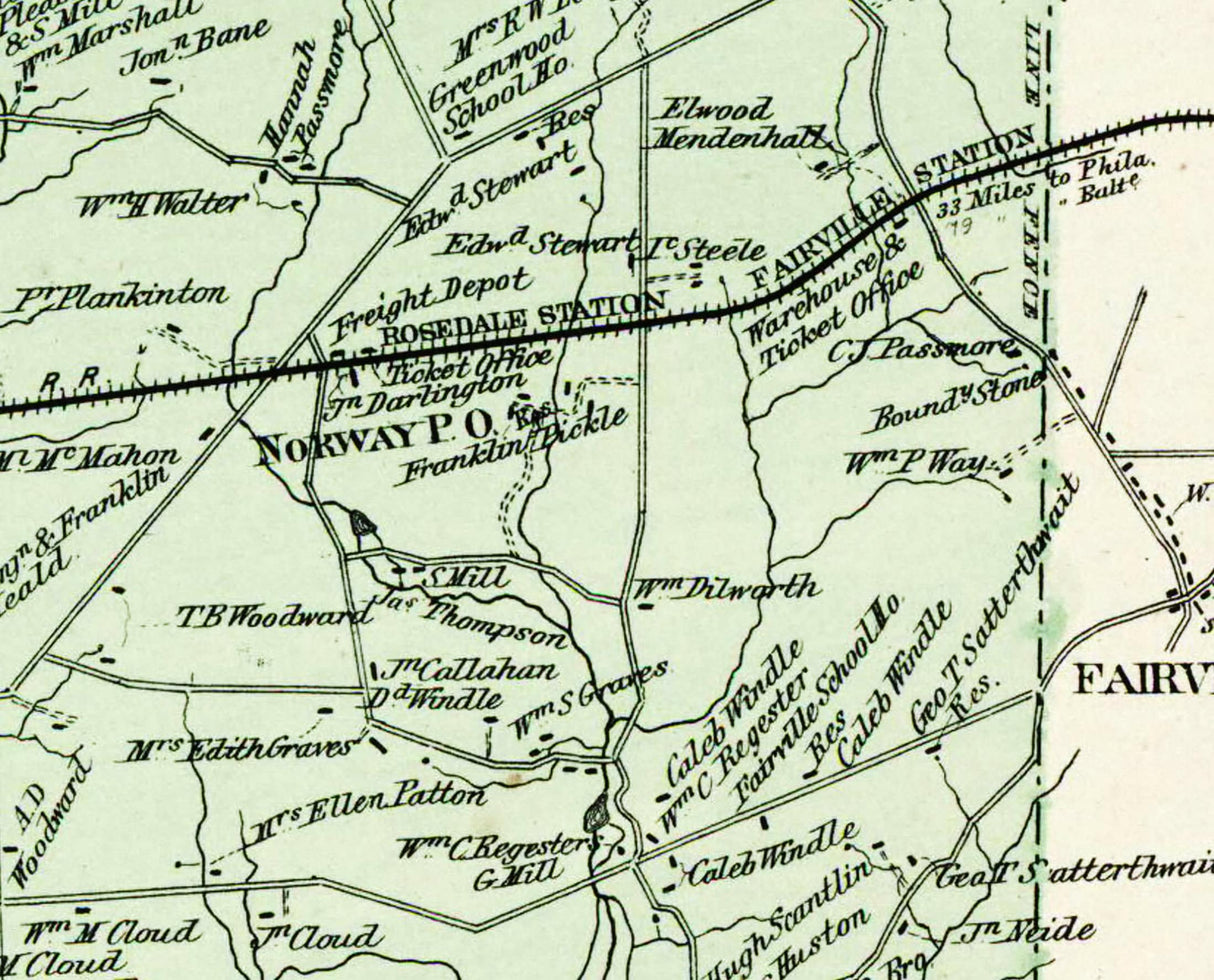 1873 Map of Kennett Township Chester County Pennsylvania
