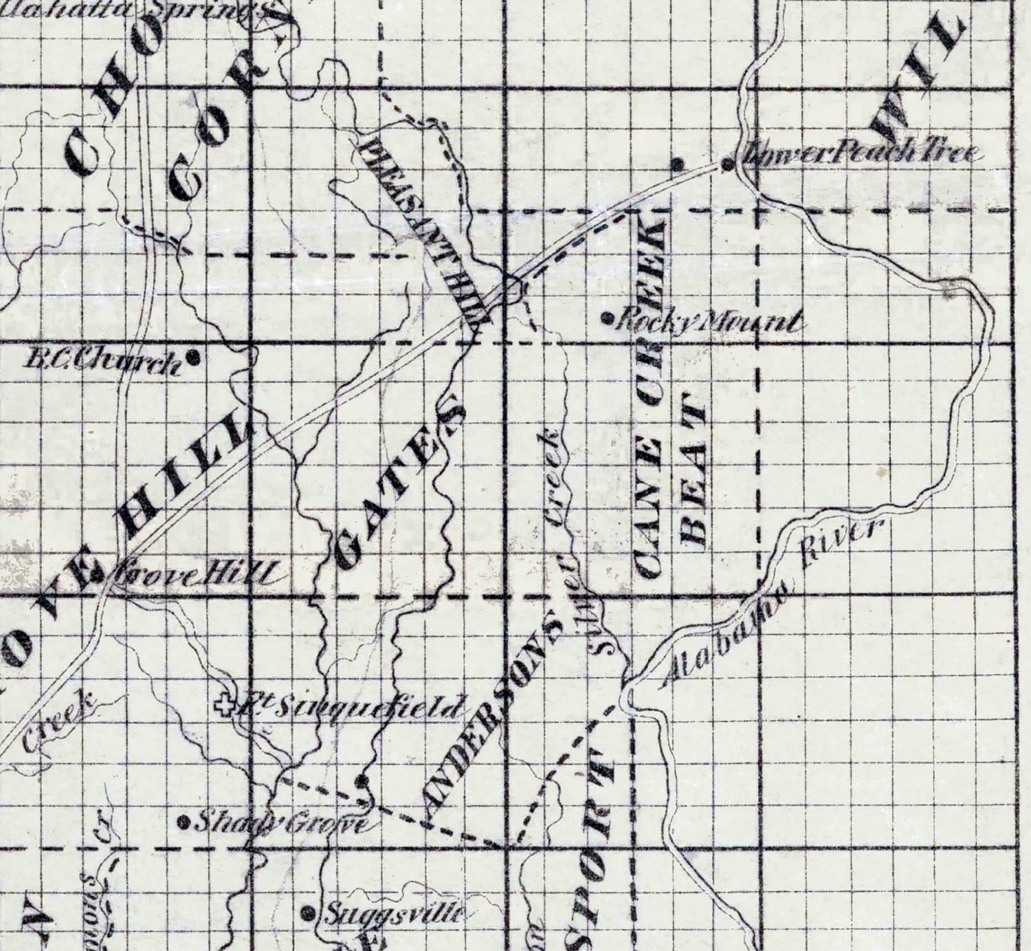 1878 Map of Clarke County Alabama