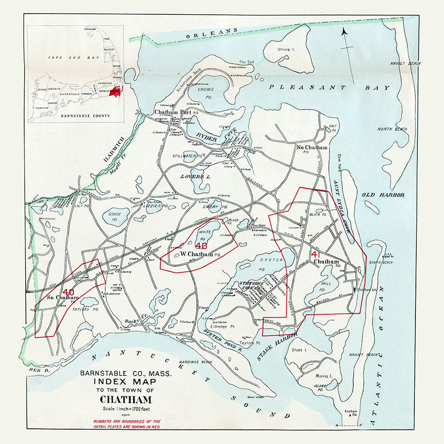 1910 Map of Chatham Barnstable County Massachusetts