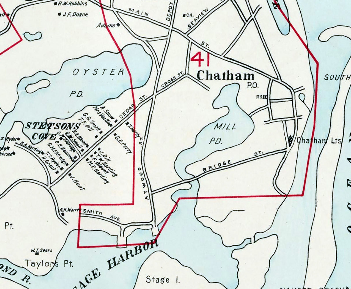 1910 Map of Chatham Barnstable County Massachusetts