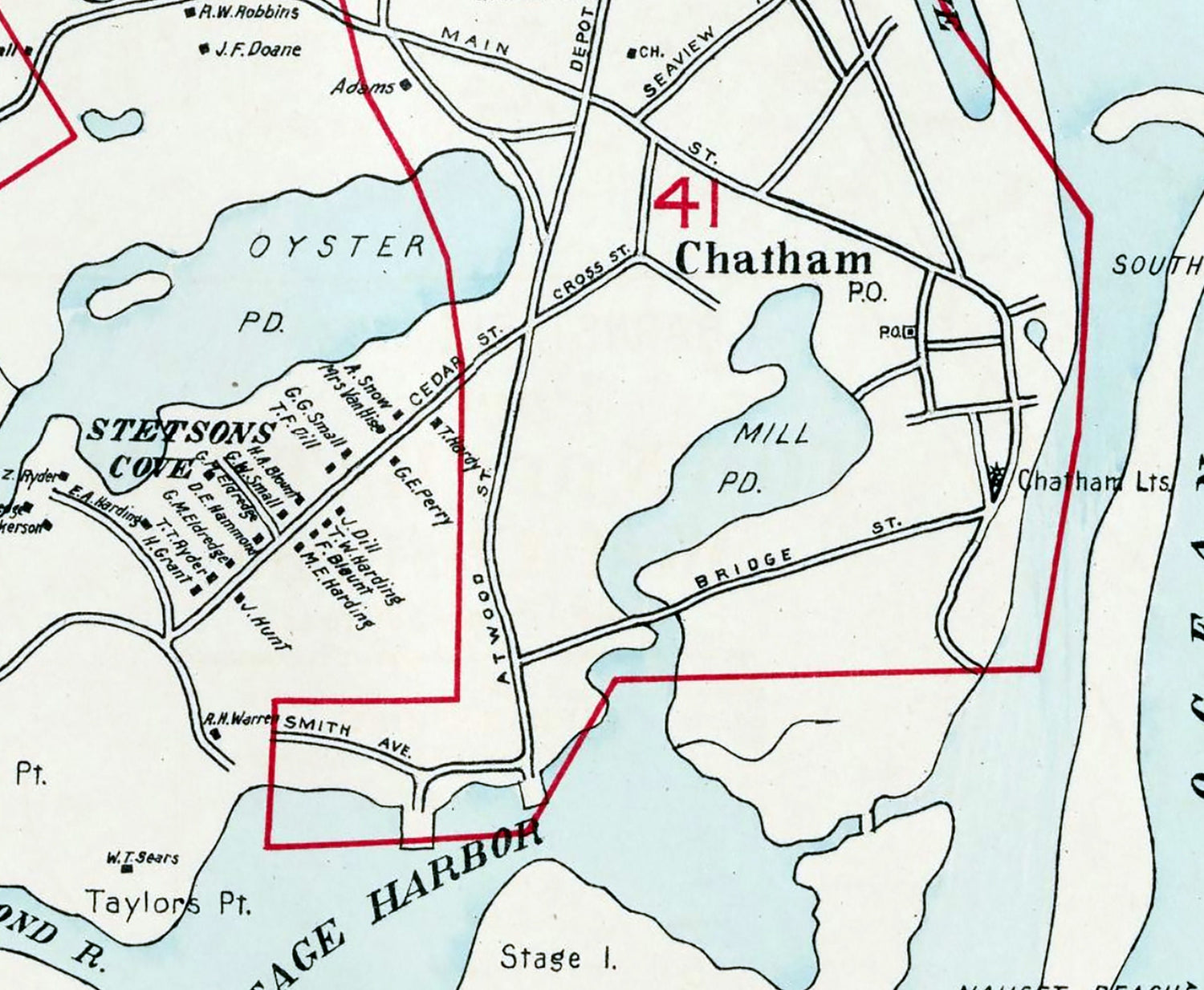 1910 Map of Chatham Barnstable County Massachusetts