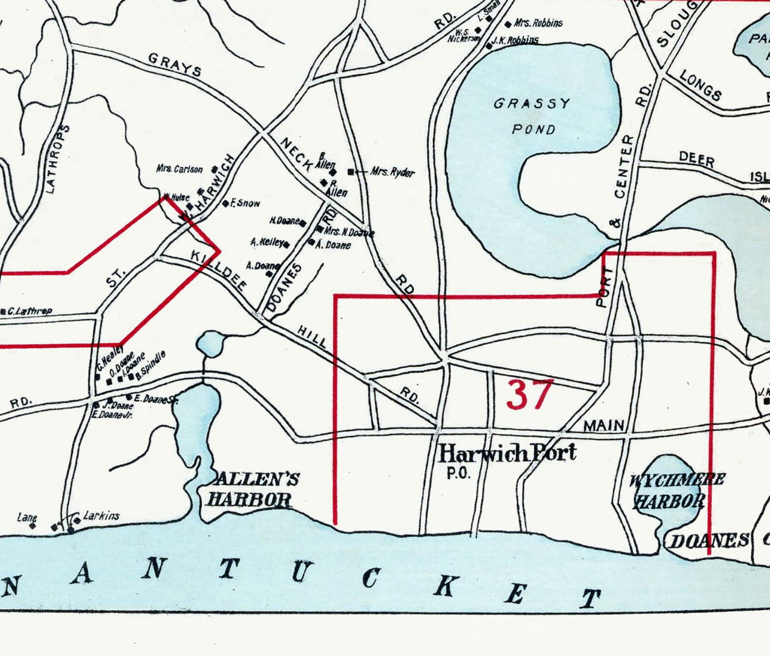 1910 Map of Harwich Barnstable County Massachusetts