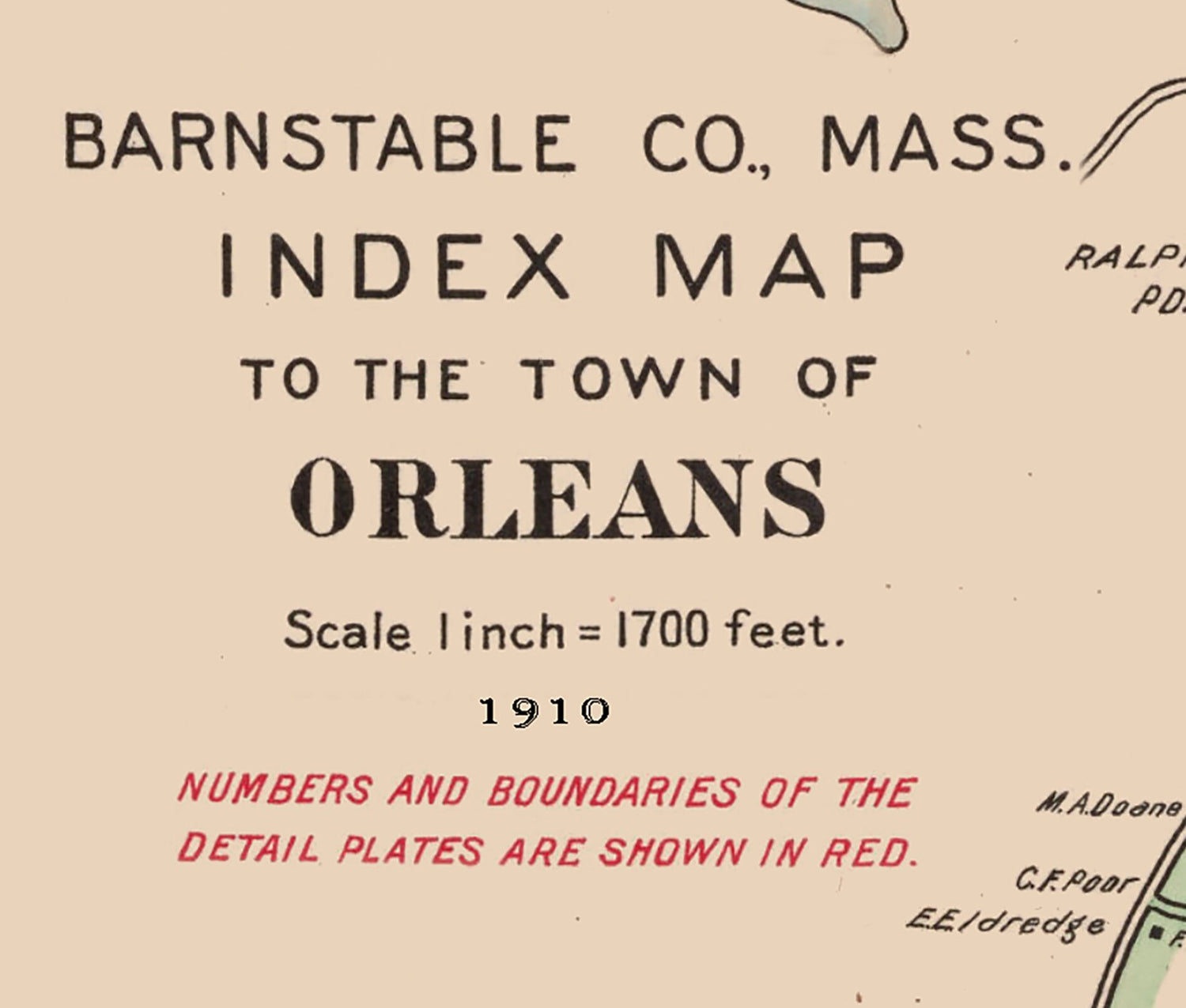 1910 Map of Orleans Barnstable County Massachusetts