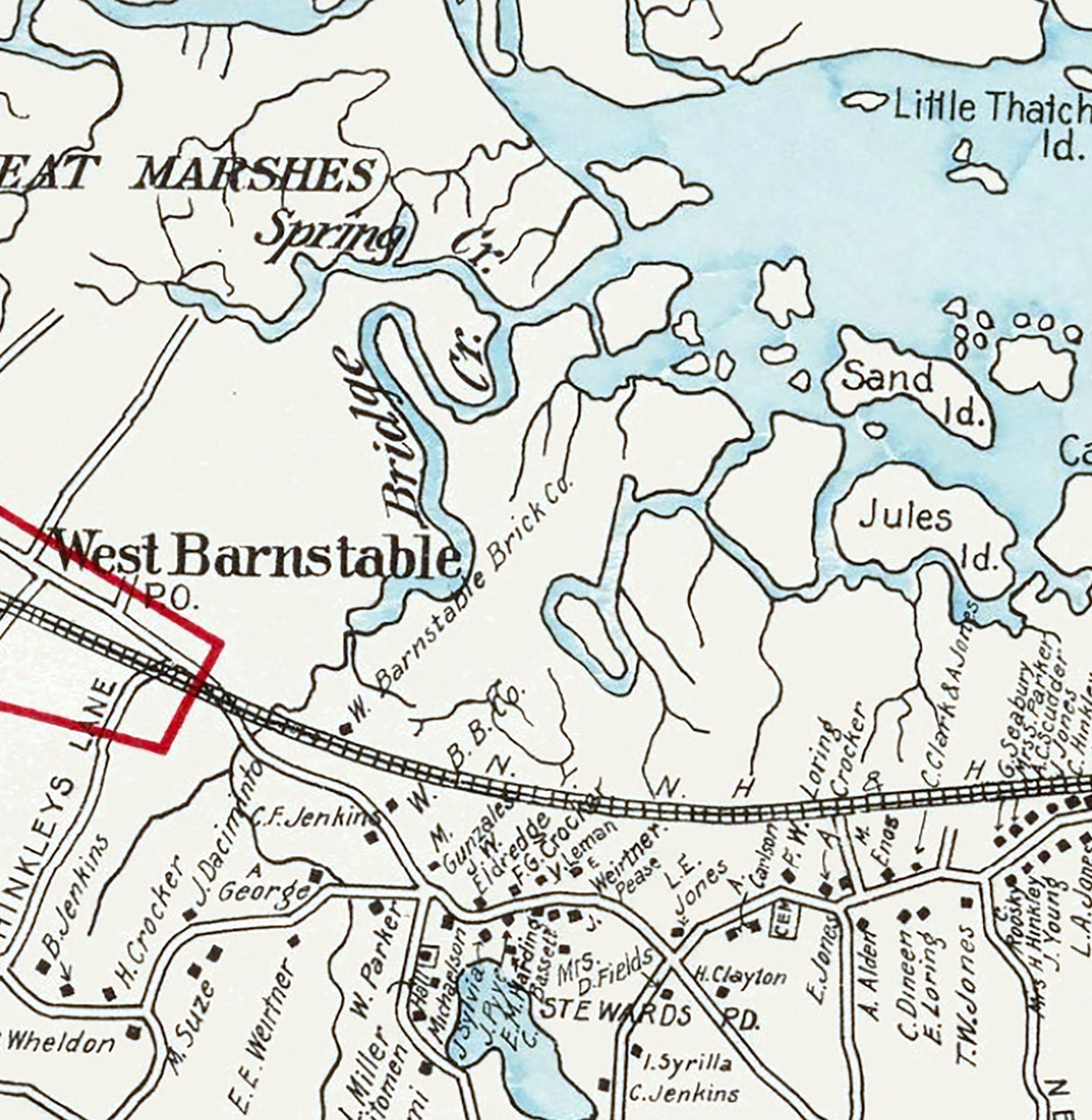 1910 Town Map of Barnstable Massachusetts