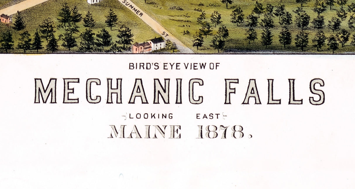 1878 Panoramic Map of Mechanic Falls Maine