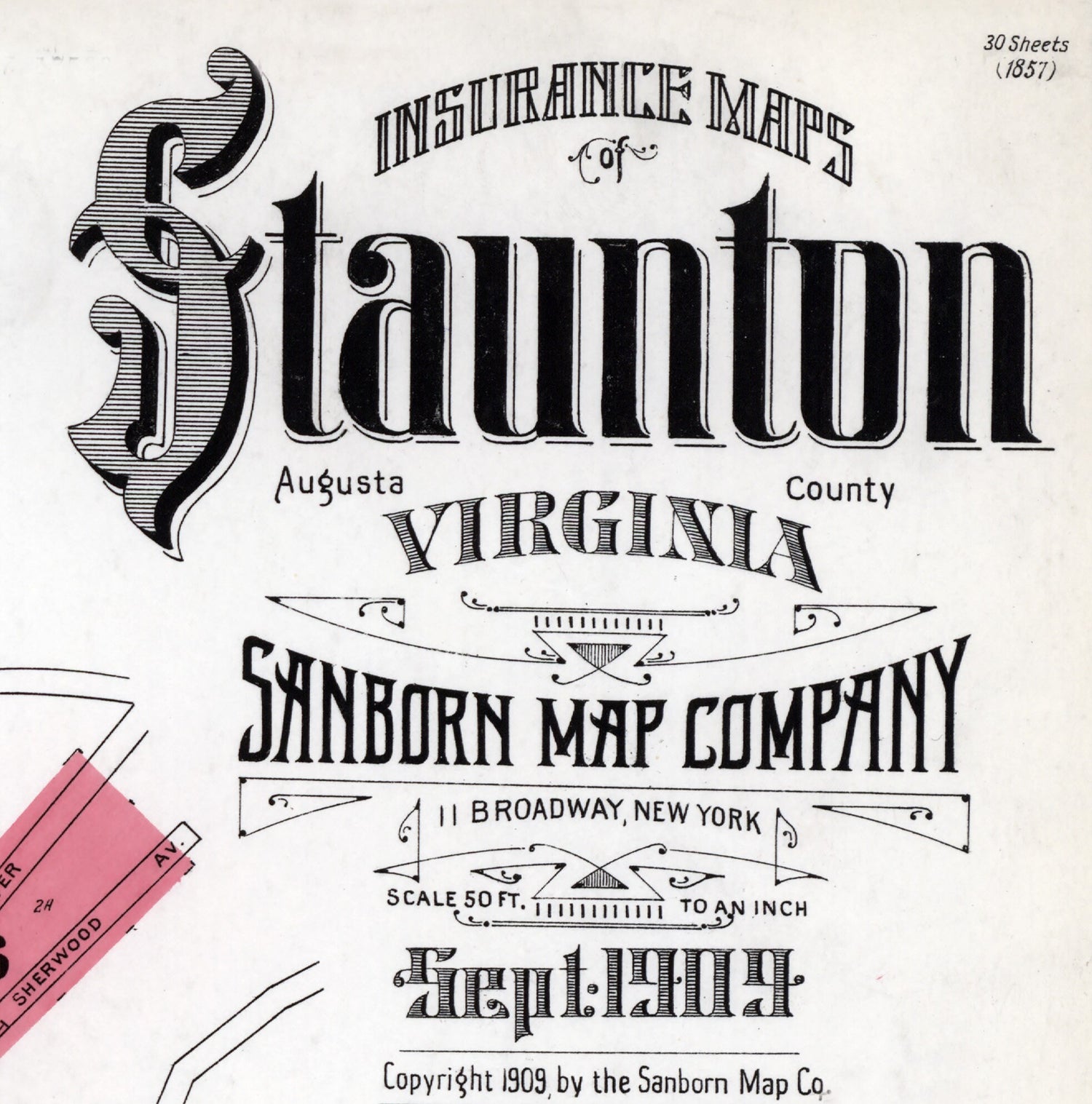 1909 Map of Staunton Virginia