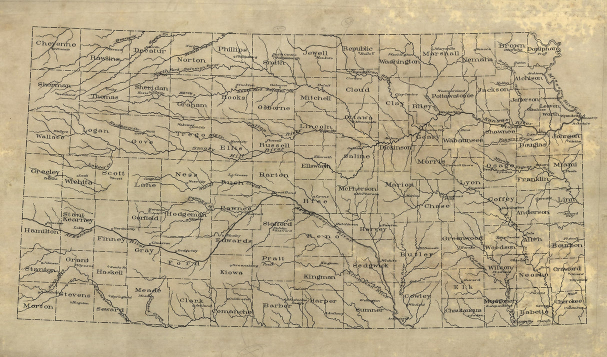 1893 Map of Kansas
