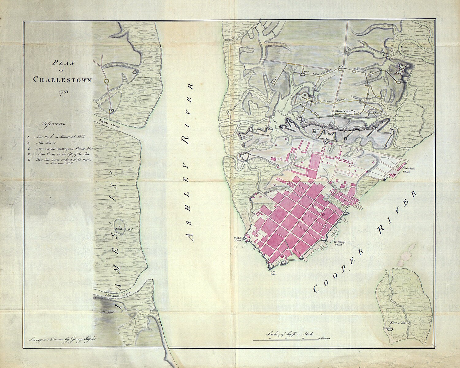 1781 Map of Charleston South Carolina