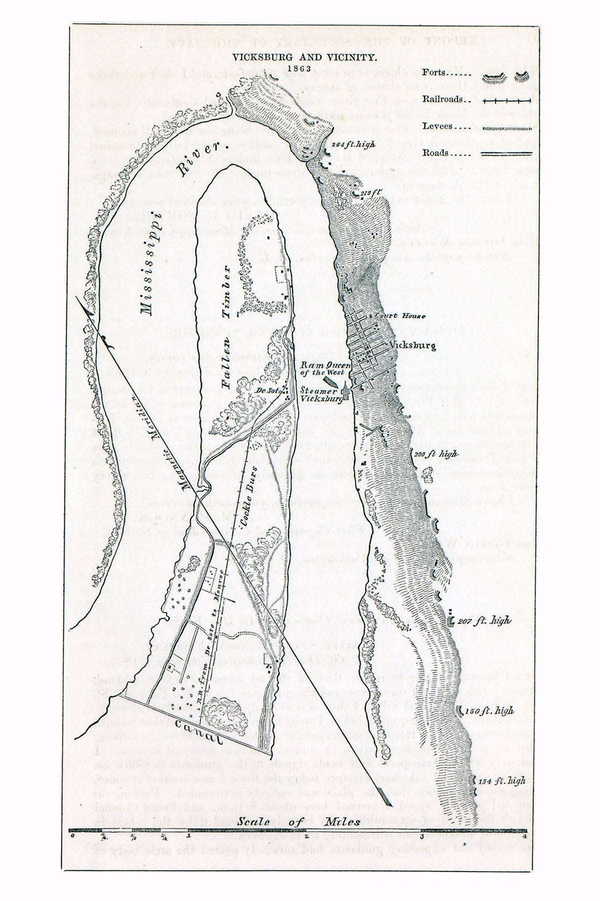 1863 Map of Vicksburg and vicinity Mississippi