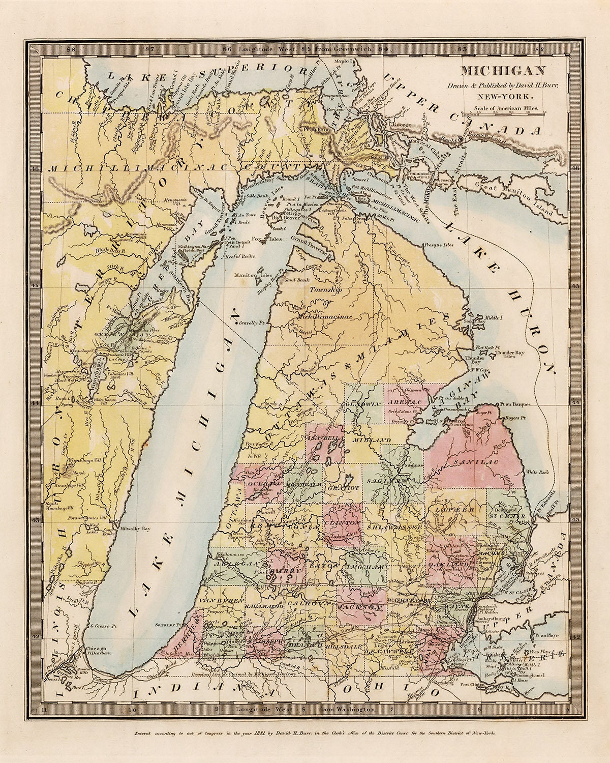 1831 Map of Michigan