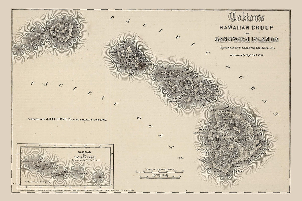 1841 Map of the Hawaii Islands