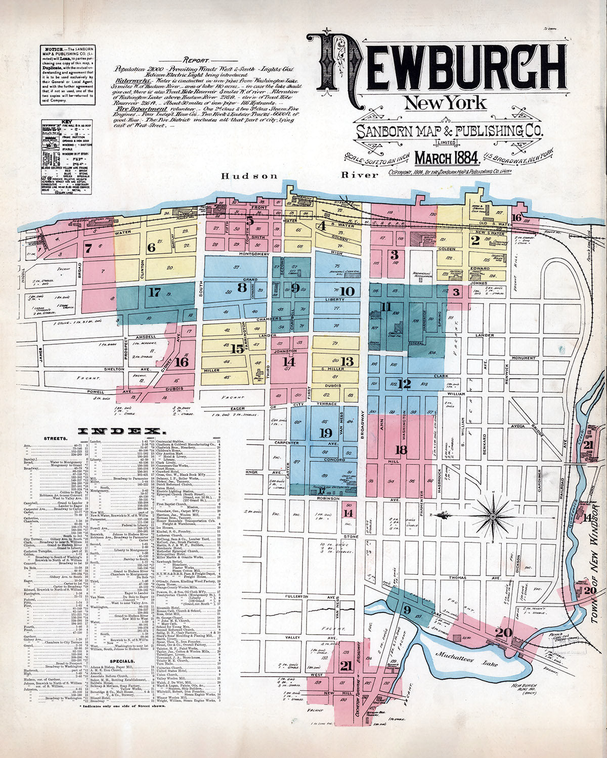 1884 Map of Newburgh Orange County New York