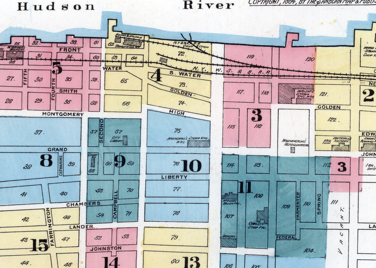 1884 Map of Newburgh Orange County New York