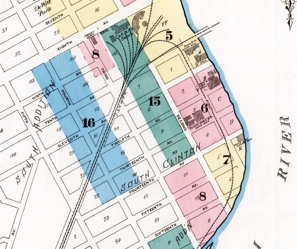 1885 Map of Clinton Clinton County Iowa