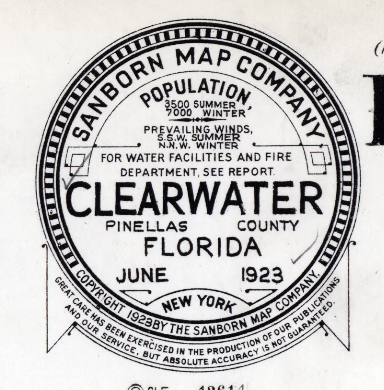 1923 Map of Clearwater Pinellas County Florida