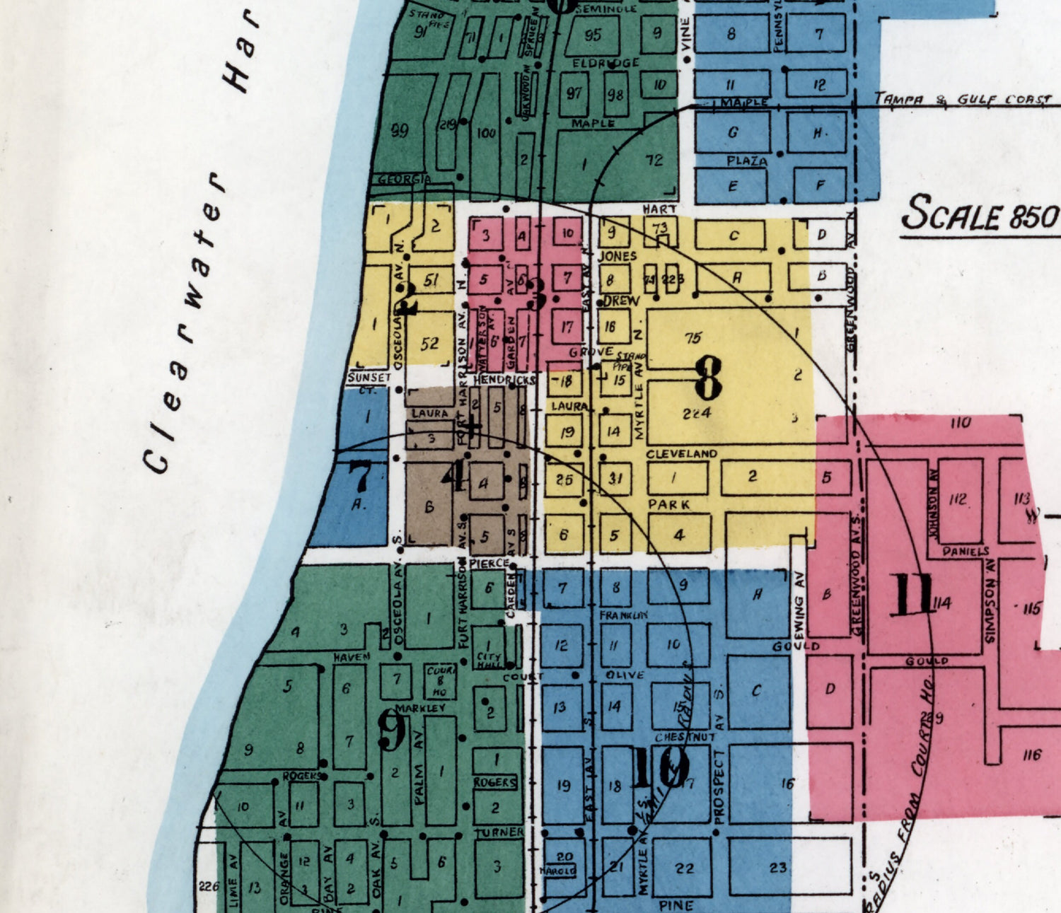 1923 Map of Clearwater Pinellas County Florida