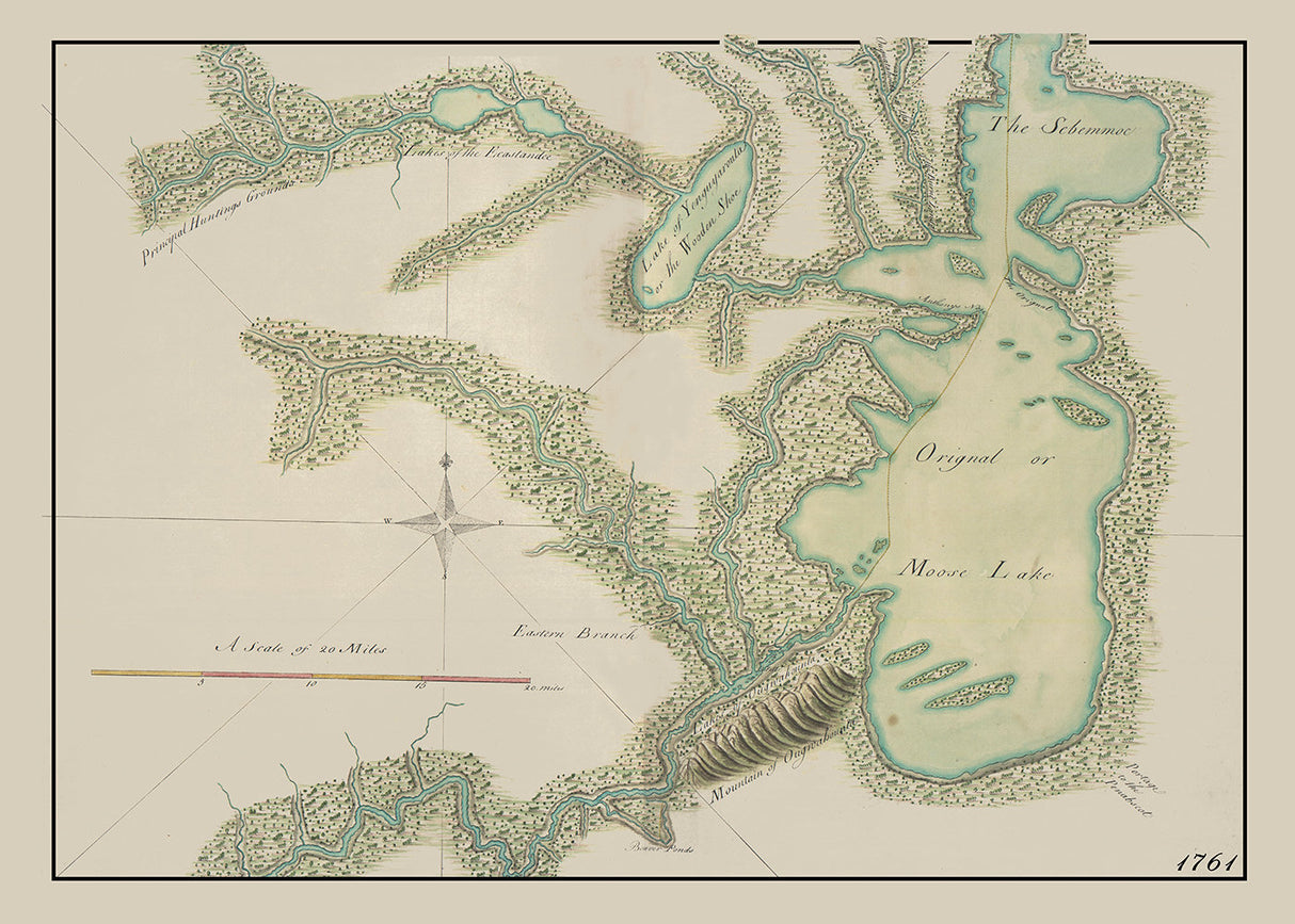 1761 Map of Moosehead Lake Maine