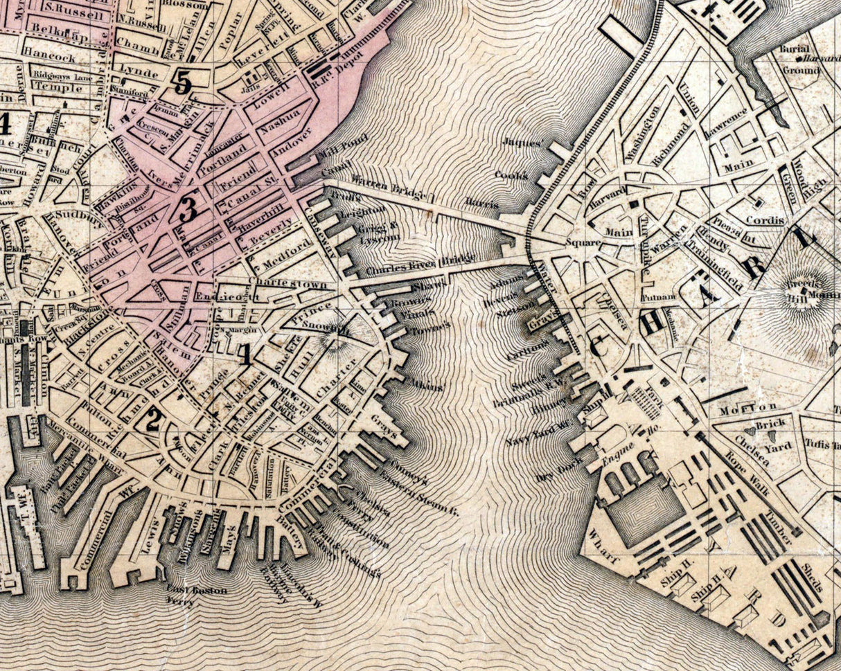 1841 Map of Boston Massachusetts
