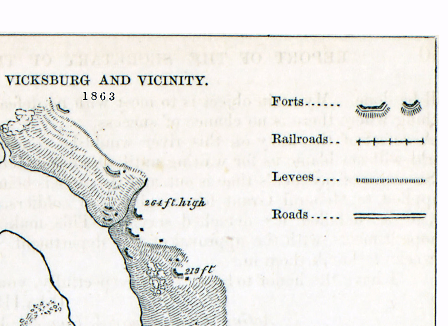 1863 Map of Vicksburg and vicinity Mississippi