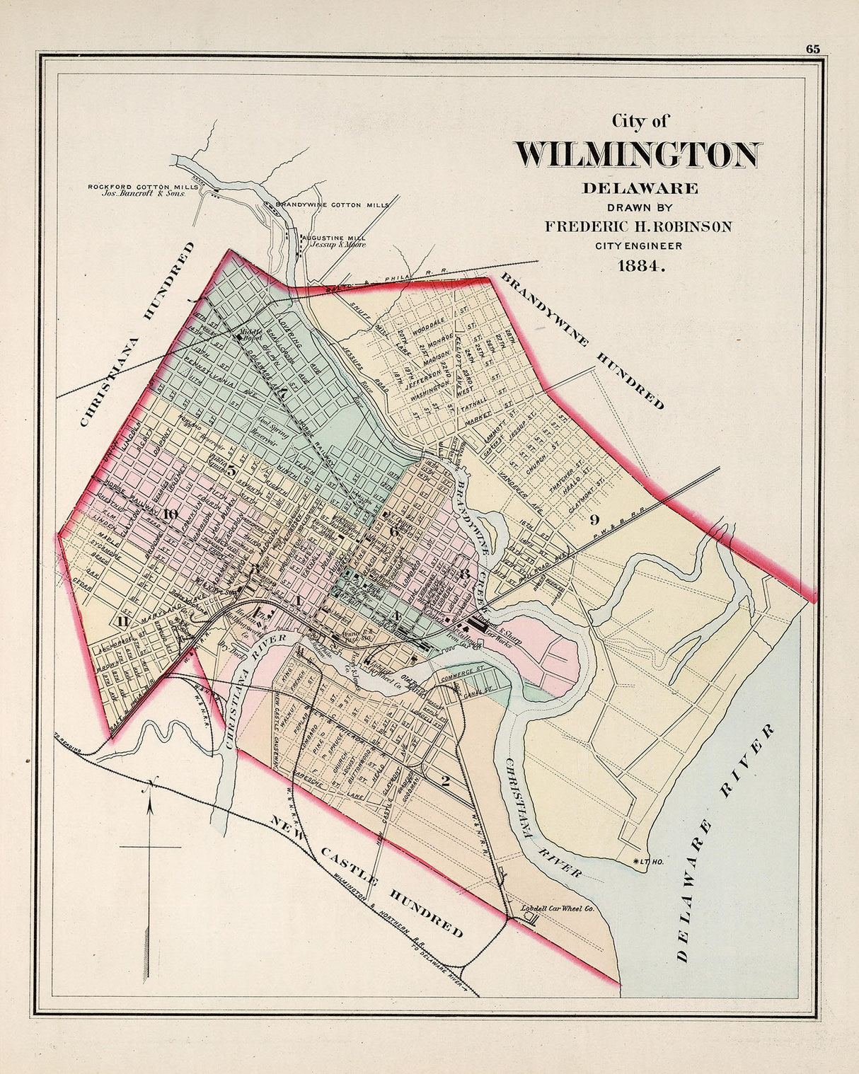 1884 Map of Wilmington Delaware