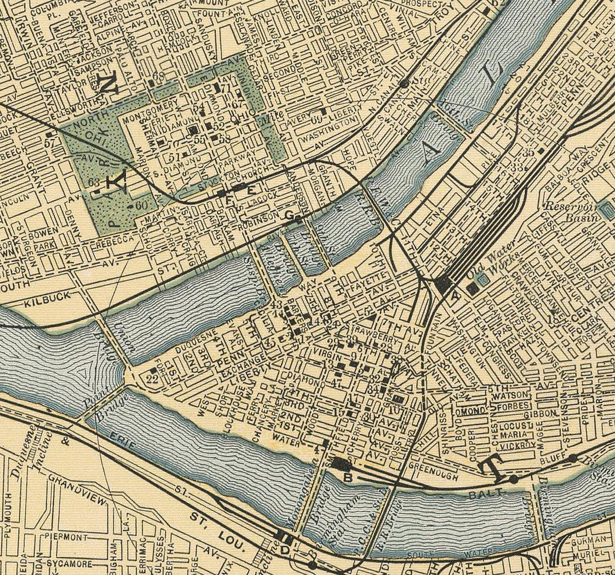 1891 Map of Pittsburgh Pennsylvania