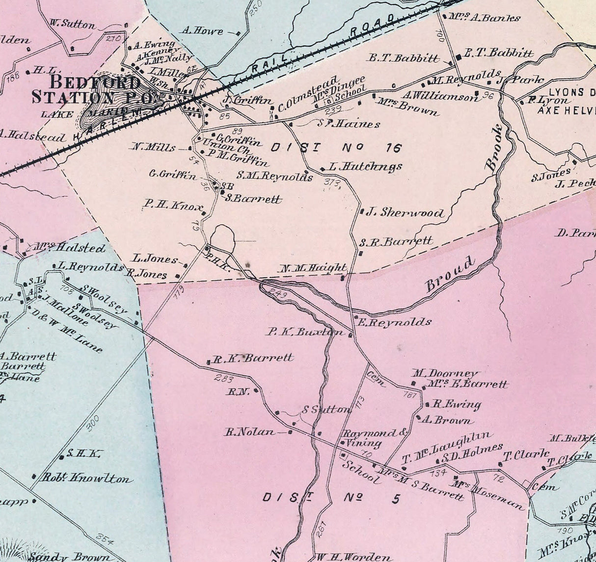 1867 Map of Bedford Westchester County New York