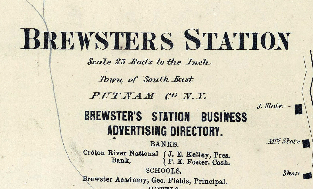 1867 Map of Brewsters Station and Patterson Putnam County New York