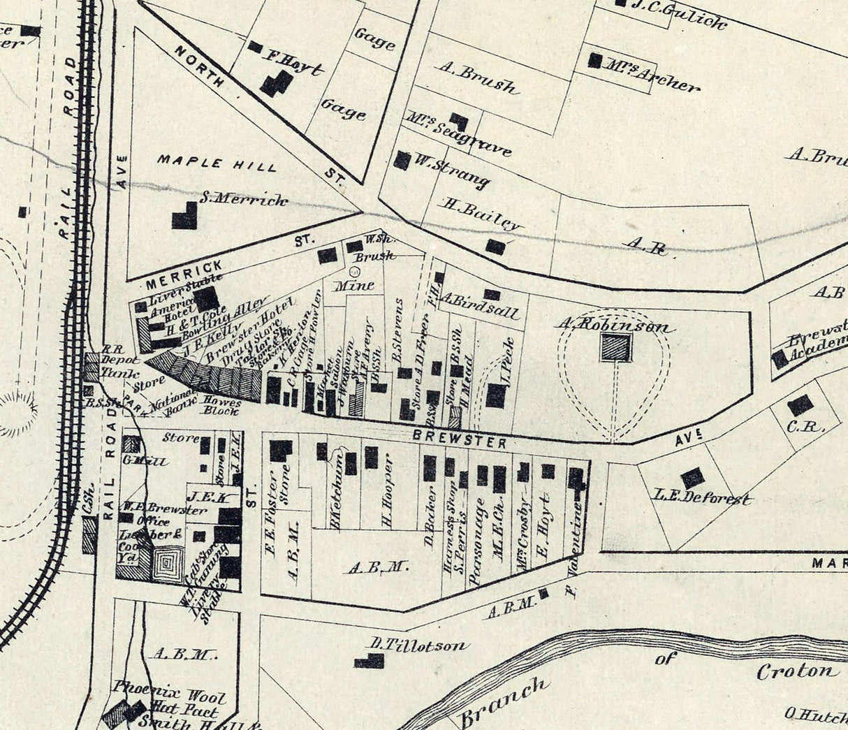 1867 Map of Brewsters Station and Patterson Putnam County New York