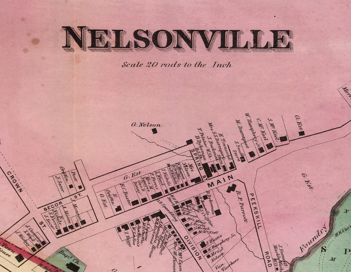 1867 Map of Cold Spring and Nelsonville Westchester County New York