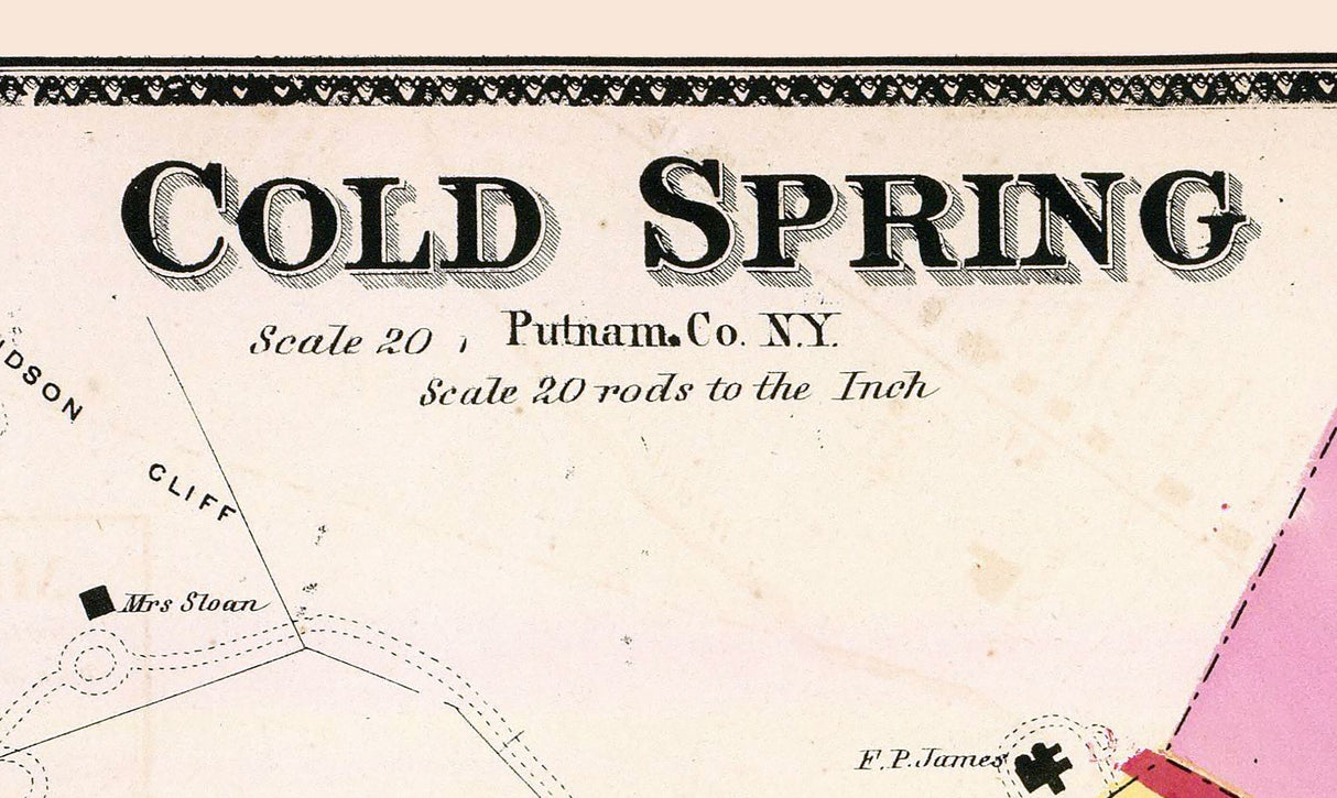 1868 Map of Cold Spring Nelsonville Putnam County New York