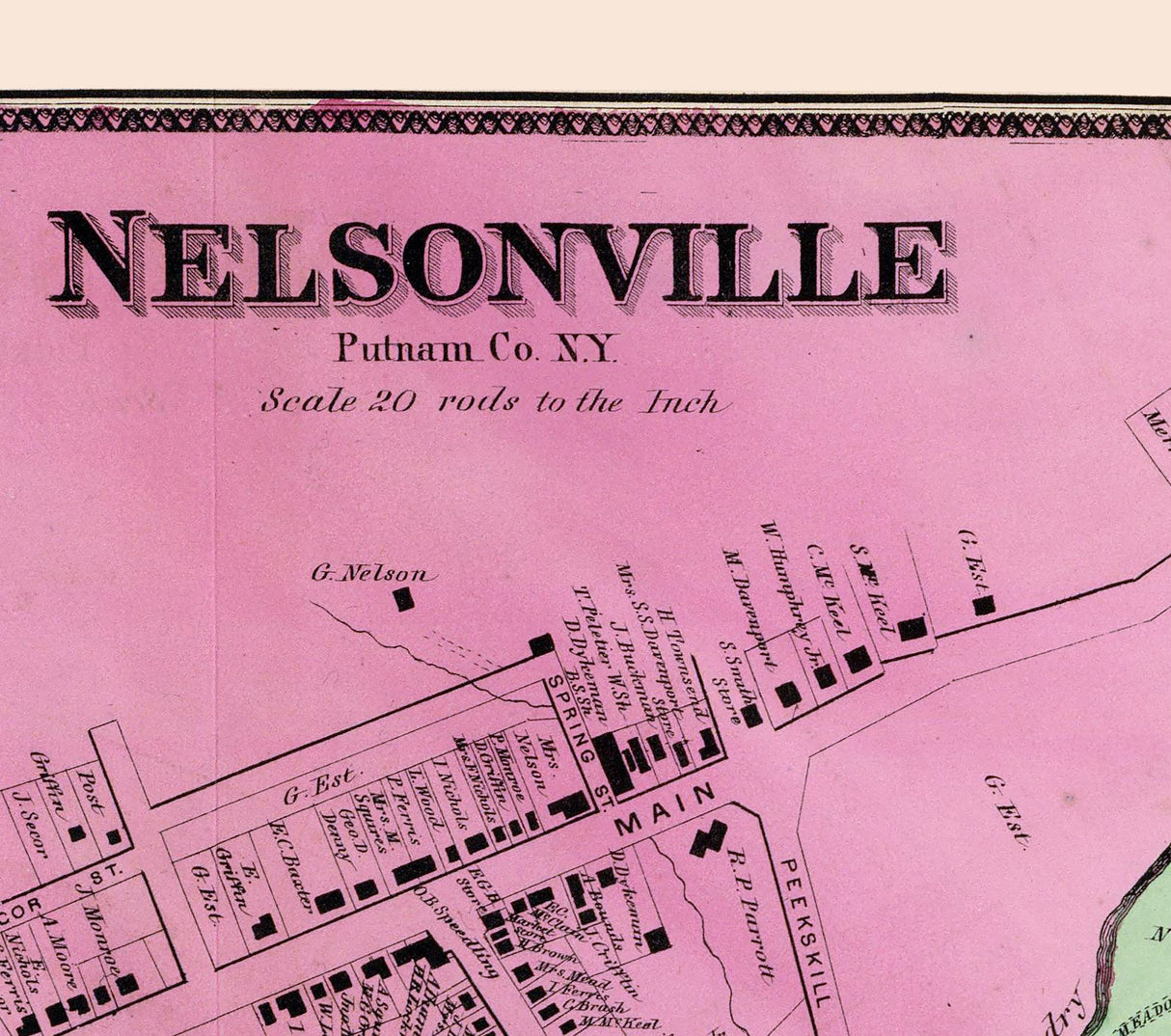 1868 Map of Cold Spring Nelsonville Putnam County New York