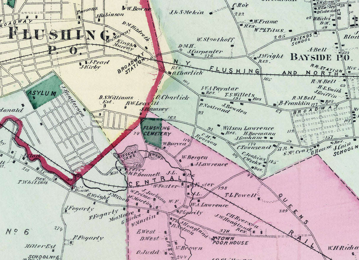 1873 Map of Flushing Queens County New York