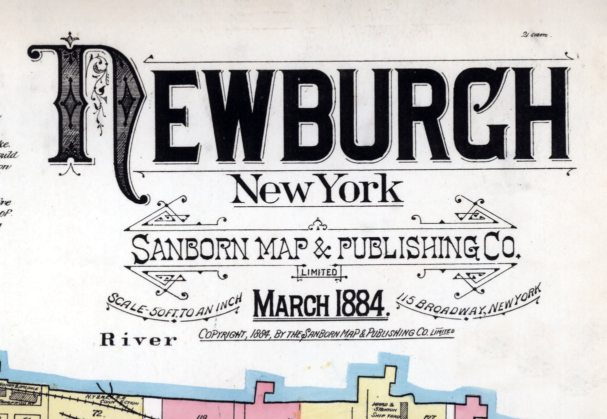 1884 Map of Newburgh Orange County New York