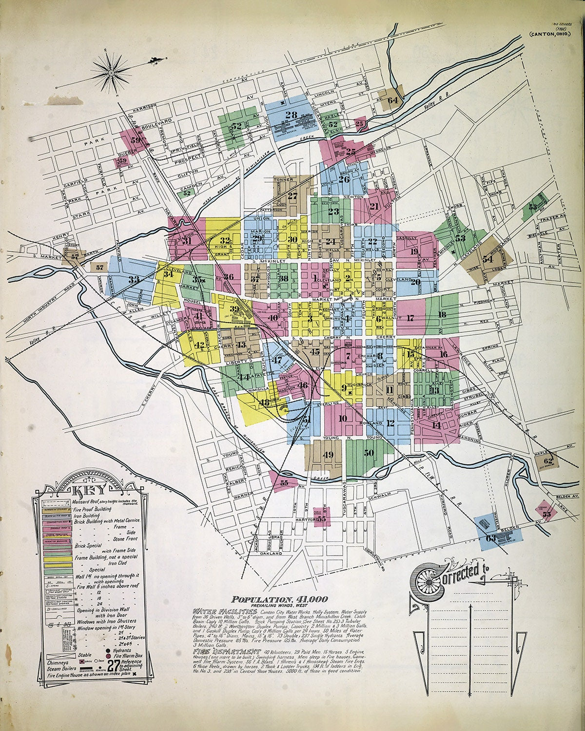 1897 Town Map of Canton Stark County Ohio