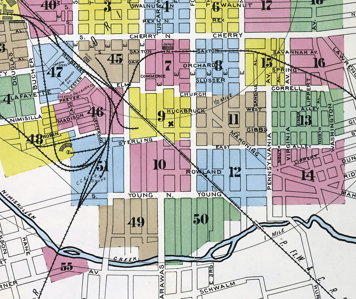 1897 Town Map of Canton Stark County Ohio