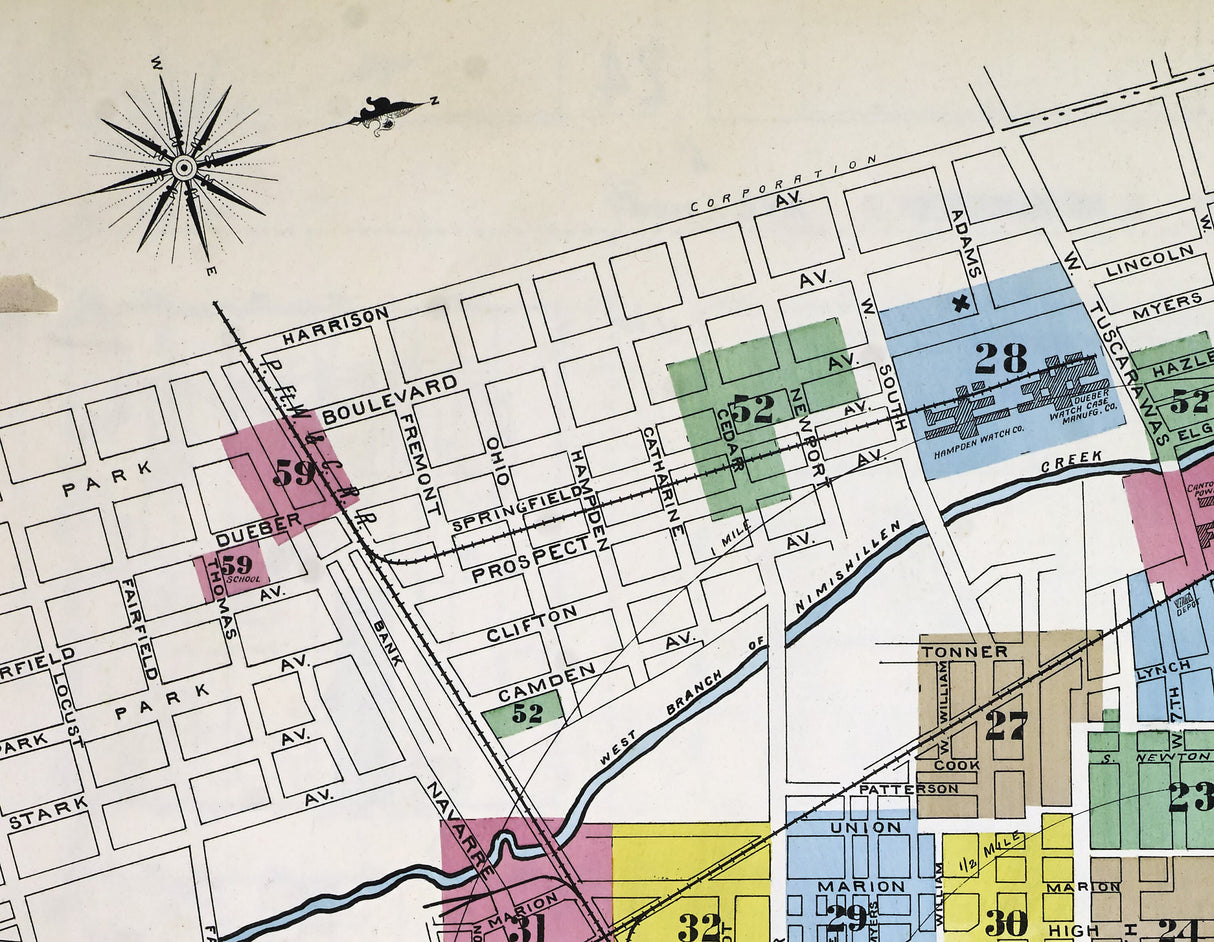 1897 Town Map of Canton Stark County Ohio