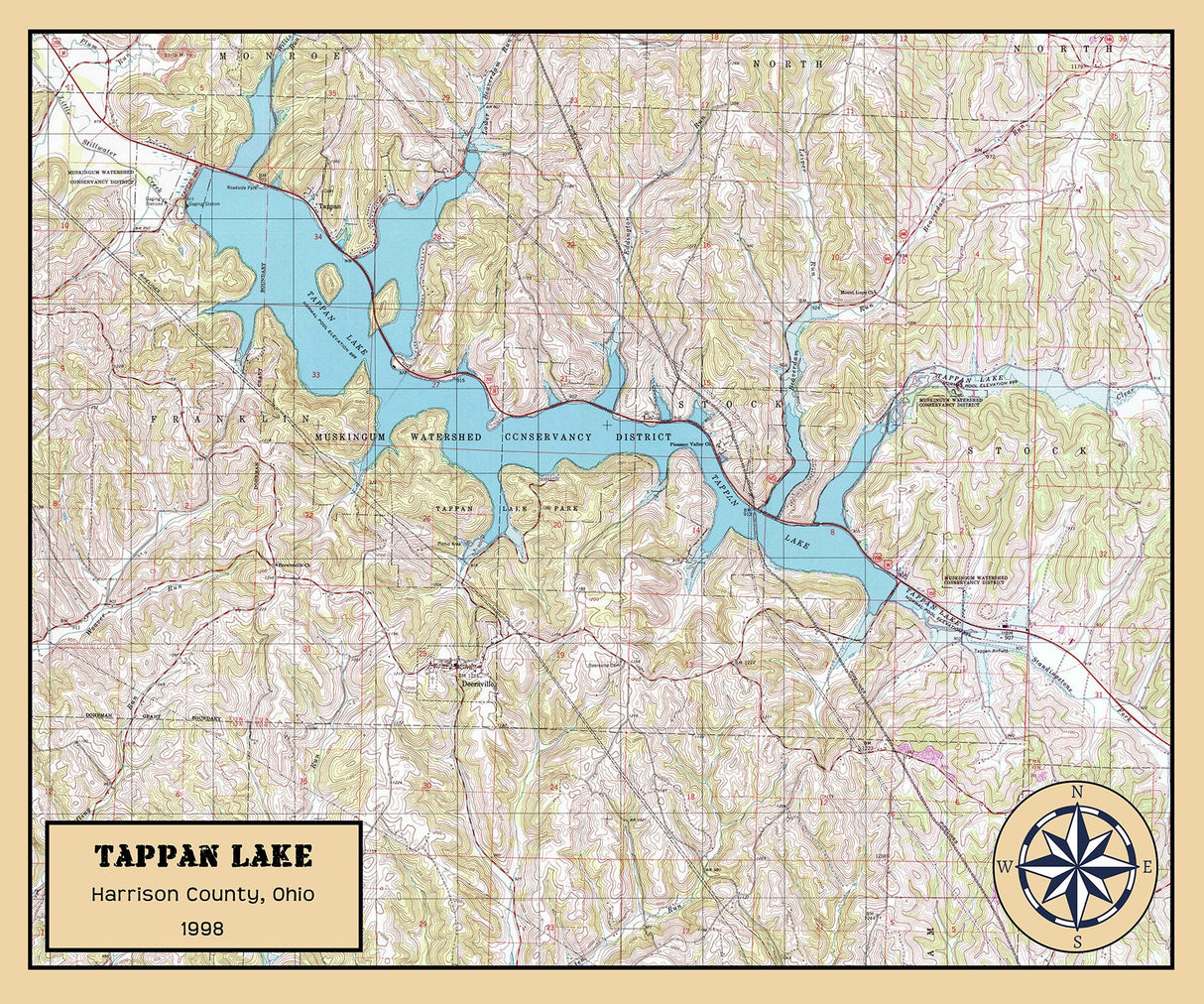 1998 Map of Tappan Lake Ohio