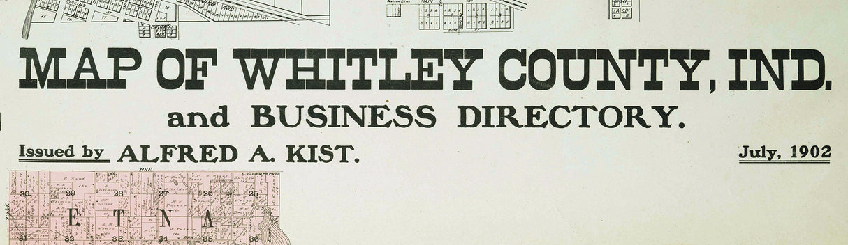 1902 Map of Whitley County Indiana