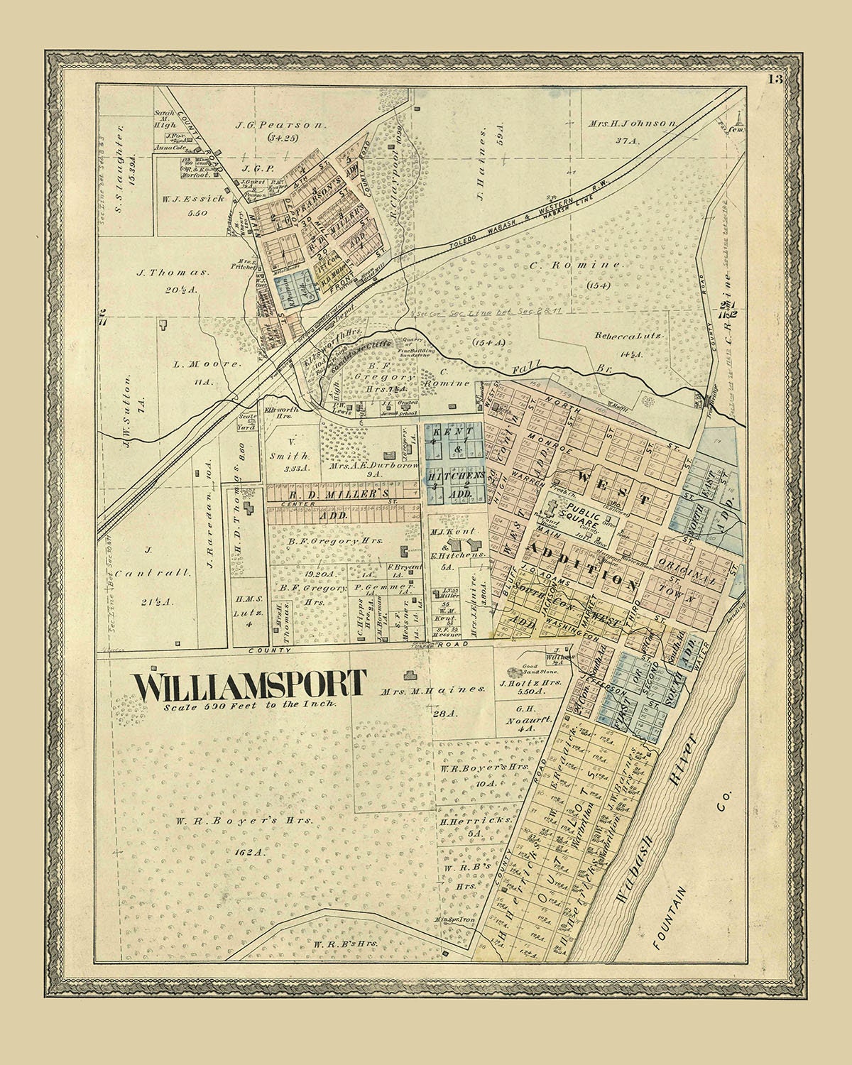 1877 Map of Williamsport Warren County Indiana