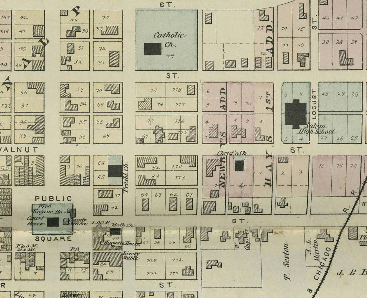 1878 Map of Salem Washington County Indiana