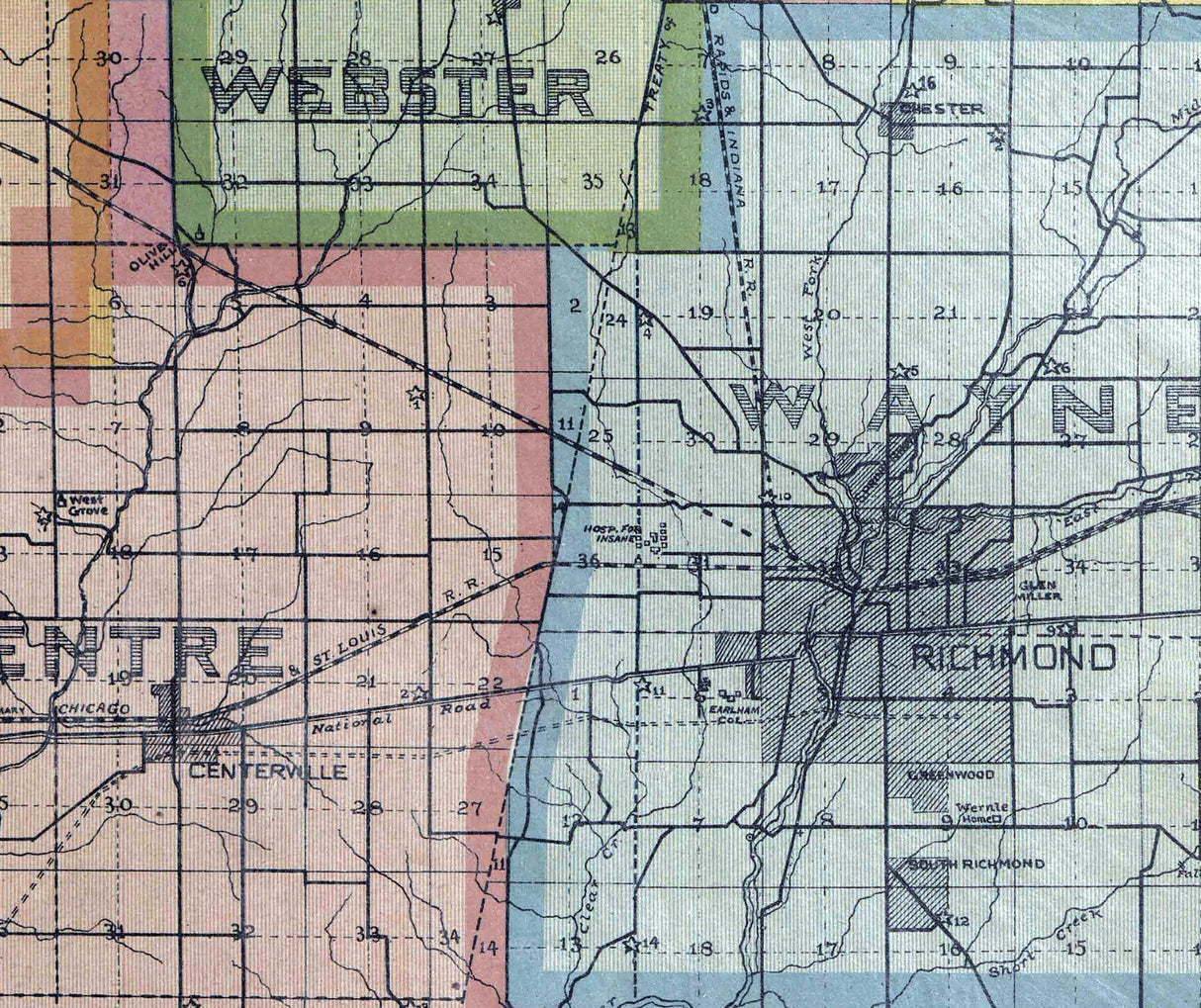 1893 Map of Wayne County Indiana