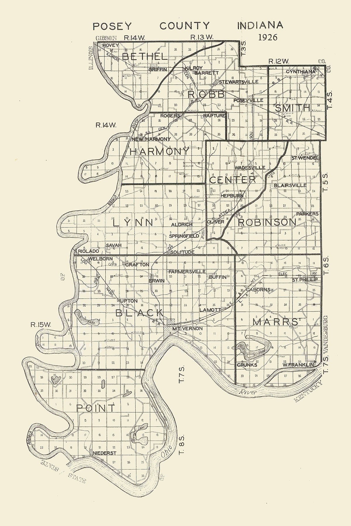 1926 Map of Posey County Indiana