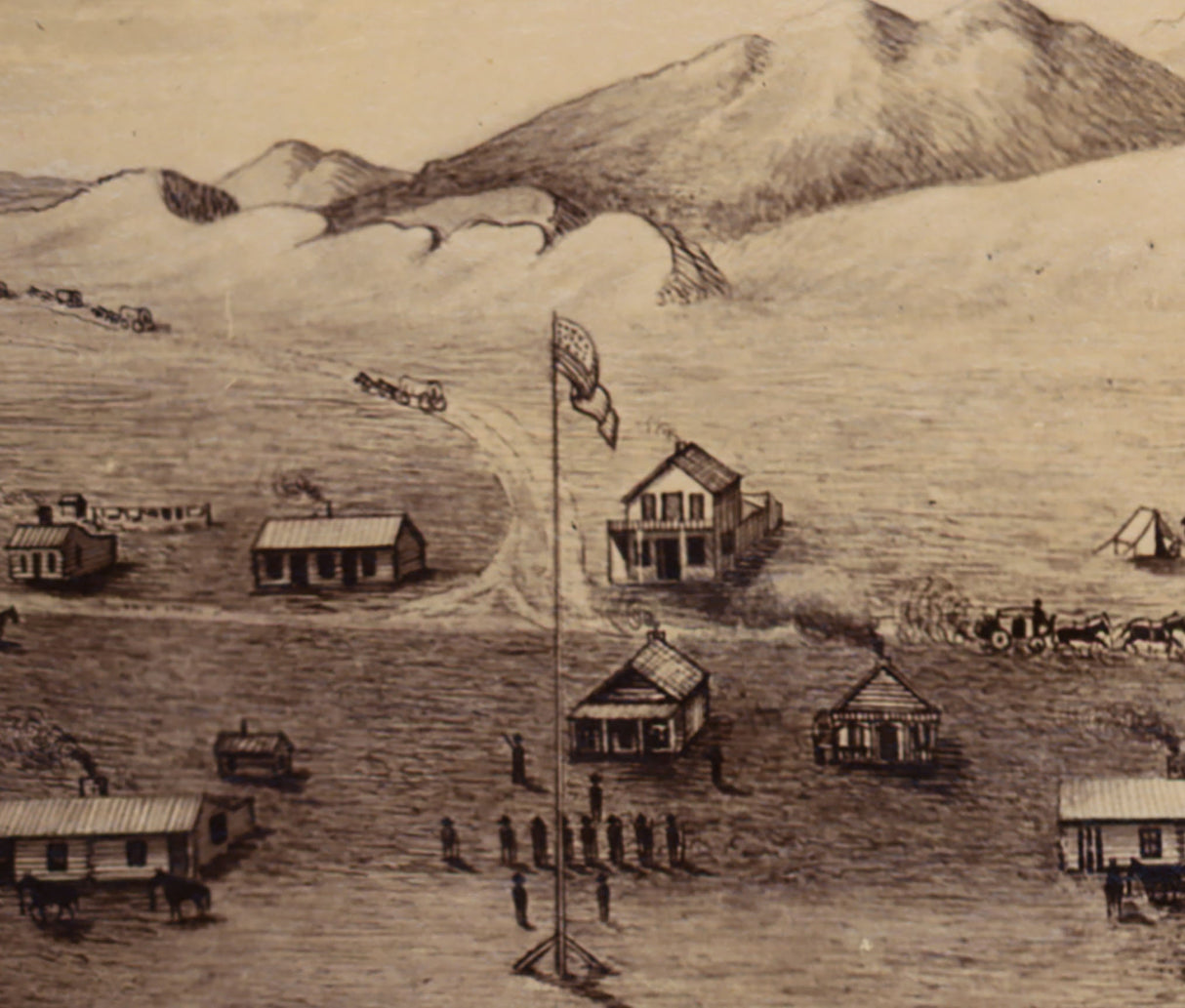 1865 Panoramic Map of Fort Collins Colorado