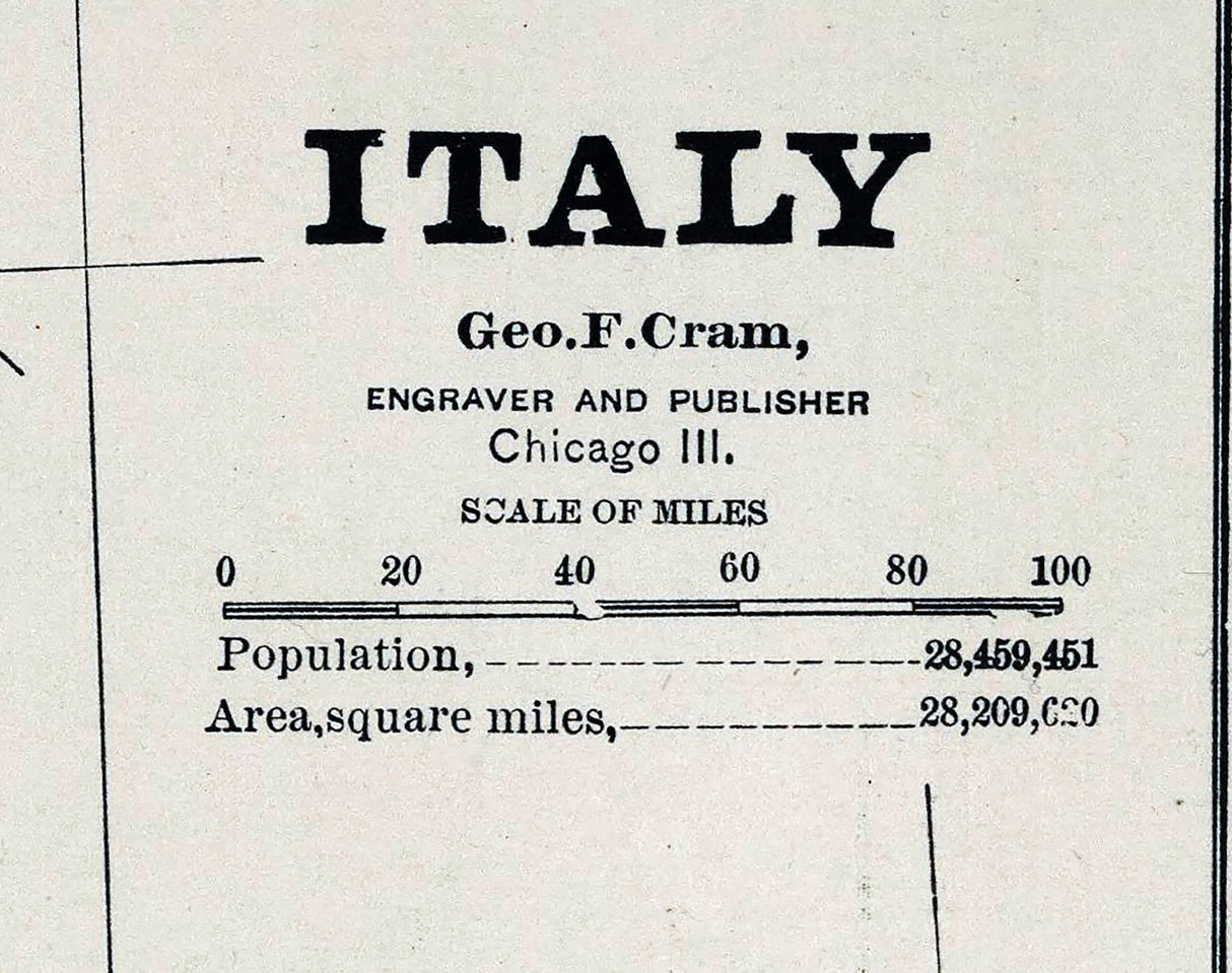 1883 Map of Italy